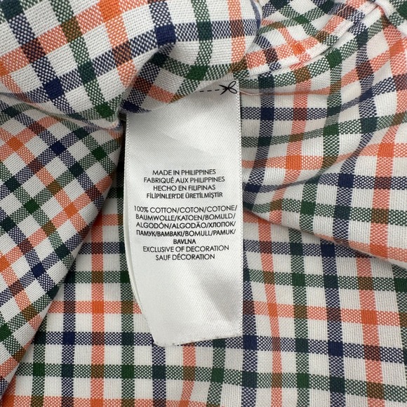 Ralph Lauren Mens Large Gingham Check Button Down Shirt Orange Green Navy Cotton - Picture 5 of 6